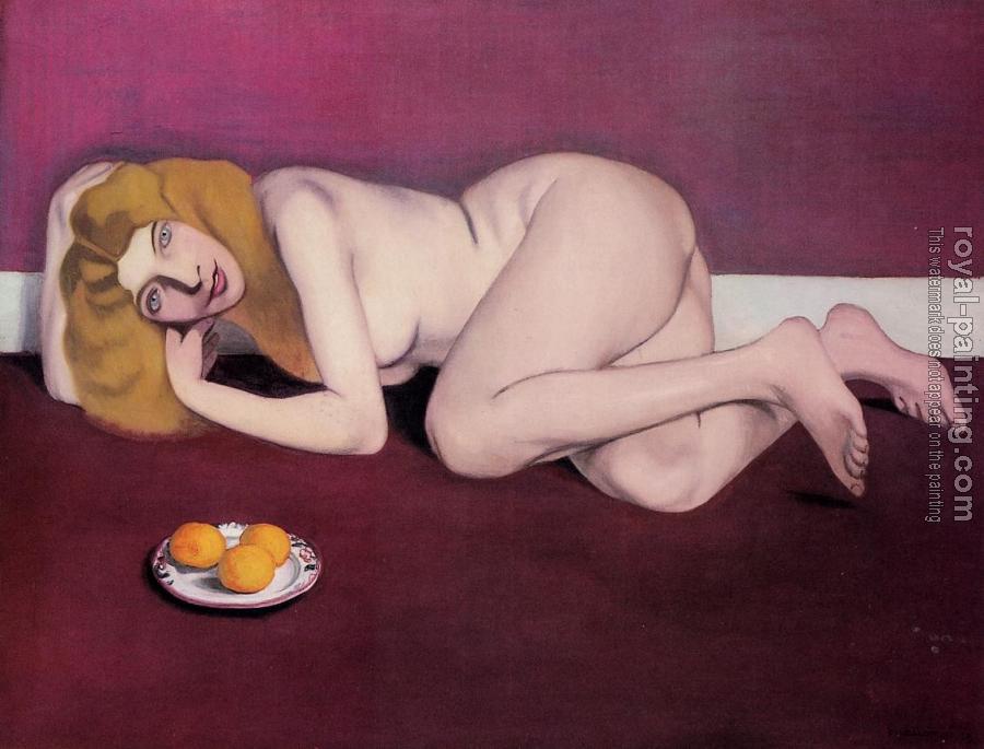 Felix Vallotton : Nude Blond Woman with Tangerines